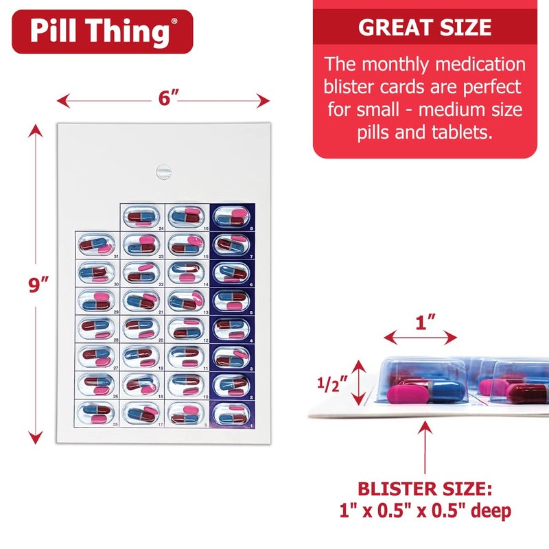 pill thing Monthly Pill Organizer Cold Seal Medication Blister Cards â€“ DIY Pharmacy Pill Packaging for Medication, Disposable, Easy to Use, Just Fill and Seal (31 Day-6 Packs) - Image 4